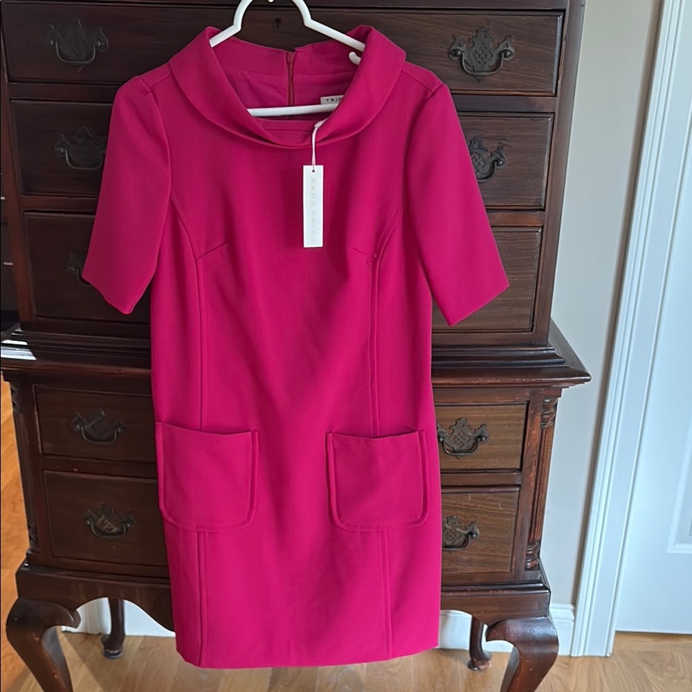 Trina Turk Pink Sheath Mini Dress with Cowl Neck